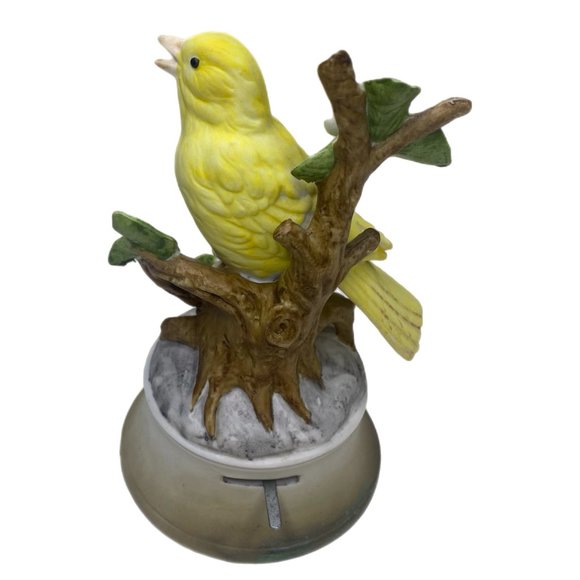 Yellow Canary on Limb Shafford Music Box Figurine Vintage - Picture 8 of 11